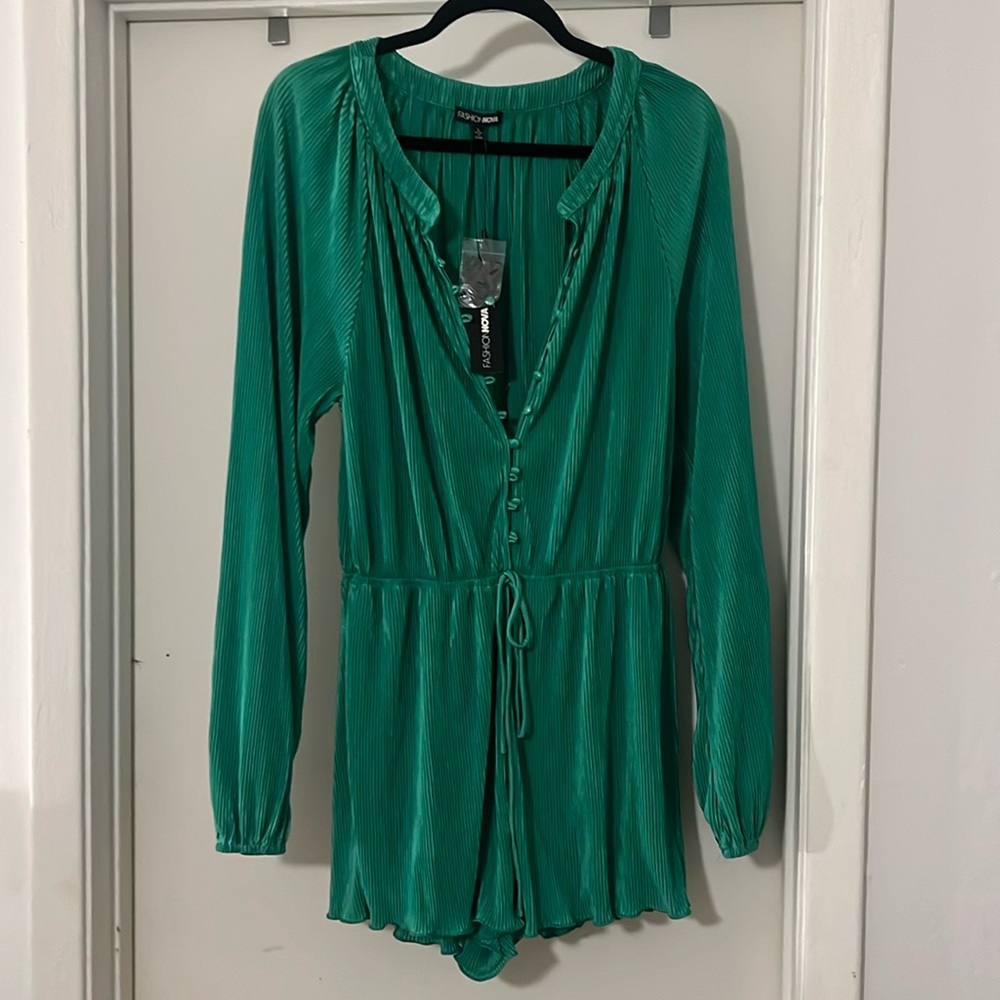 Brand new green romper never worn size large with tags